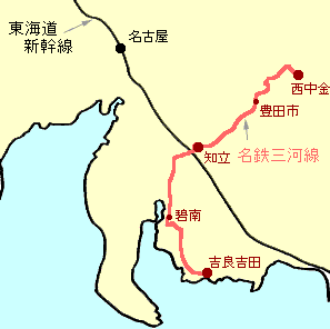 愛知県の矢作川沿いを走る三河線